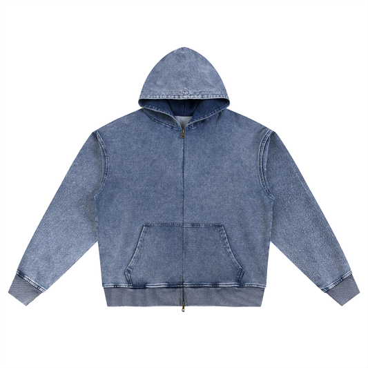 Matthew 5:14 Blue Oversized Unisex Zip-Up Hoodie