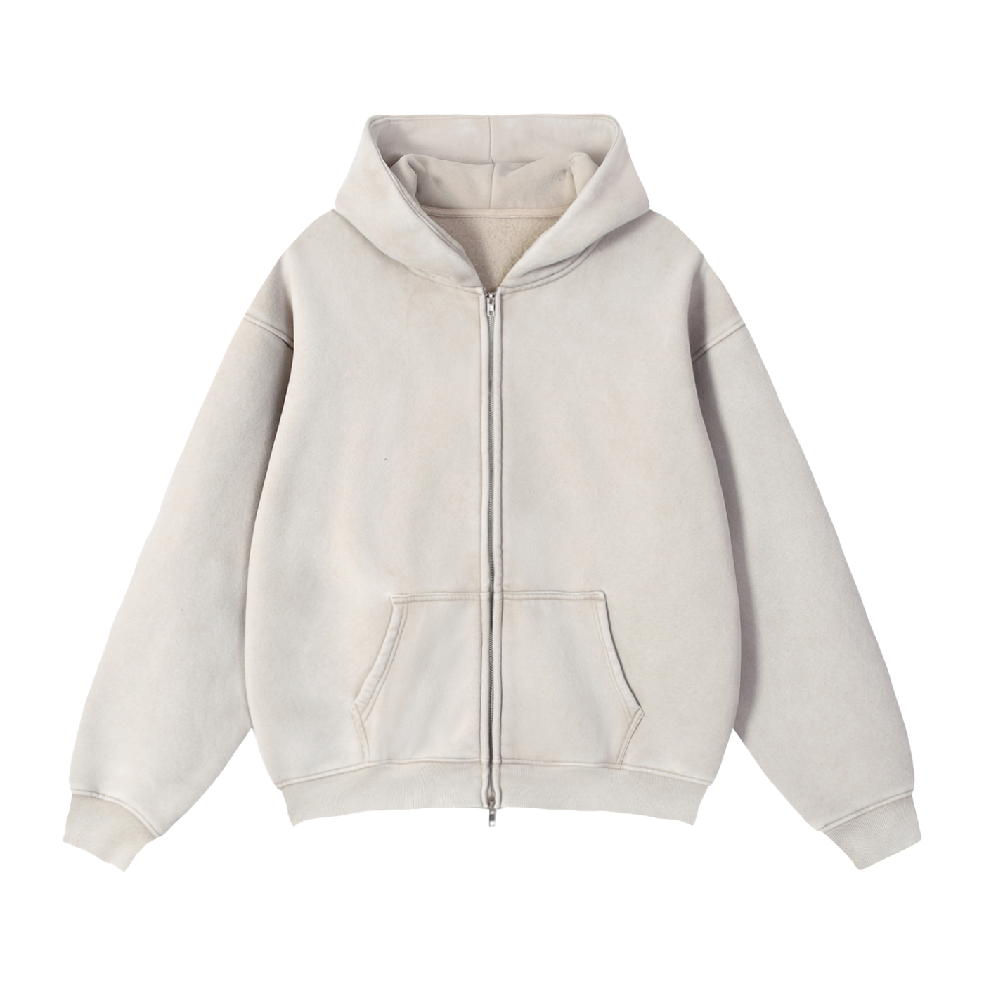 Seek God Zip-Up Beige Fleece Unisex Hoodie