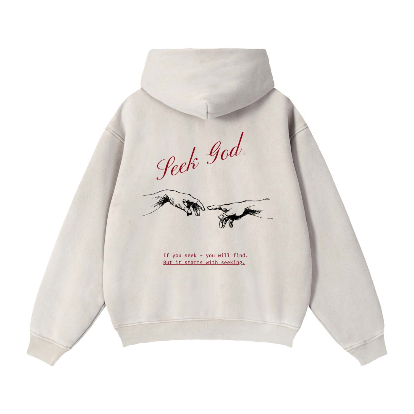 Seek God Zip-Up Beige Fleece Unisex Hoodie